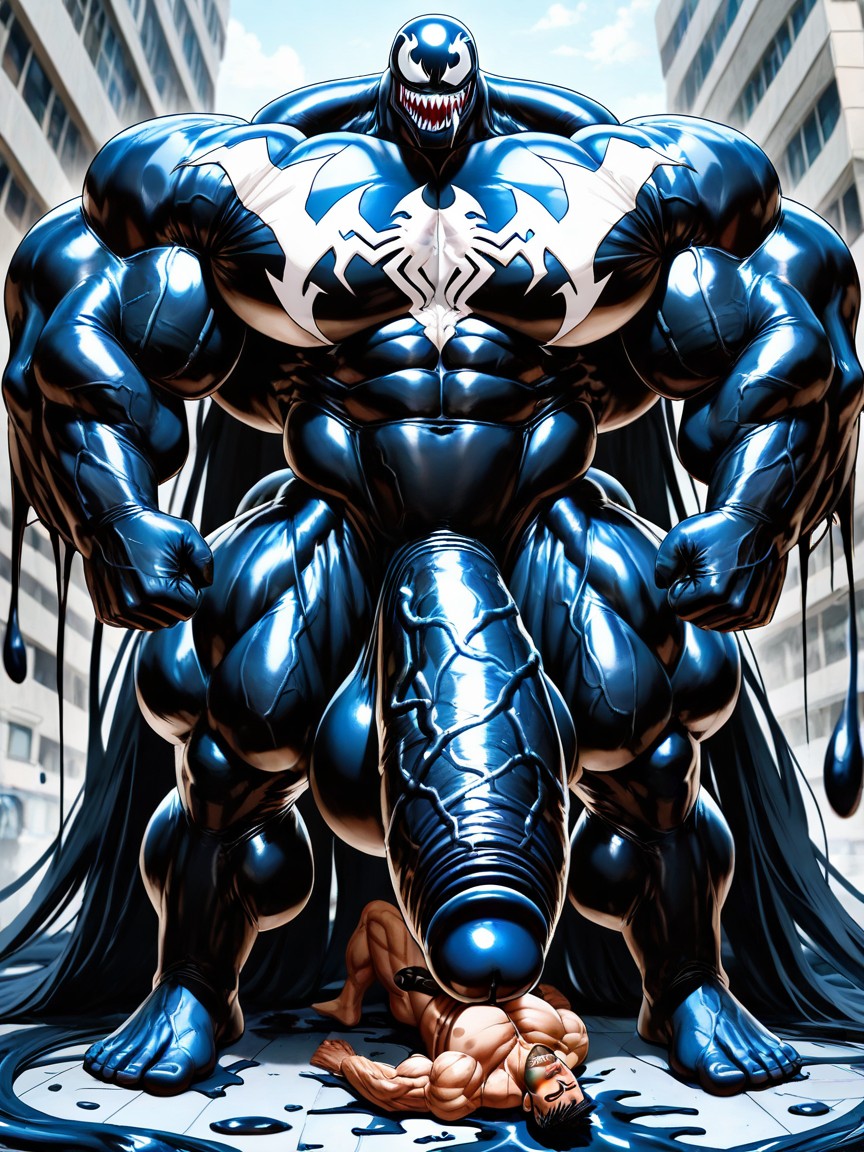 Cock Bigger Than Leg, Venom Symbiote, Big Muscles AI Gay Porn