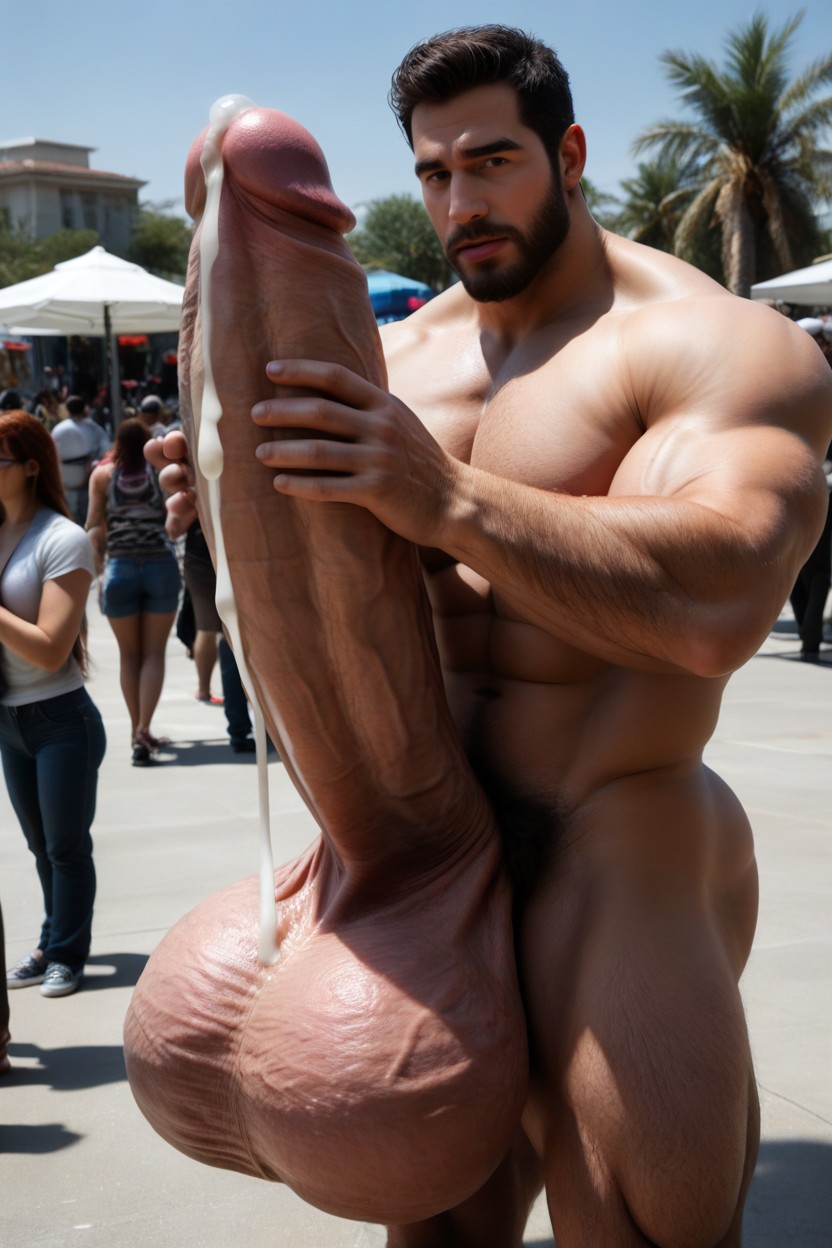 Hugging Cock, Mucha Gente Alrededor, Close-up Porno gay IA