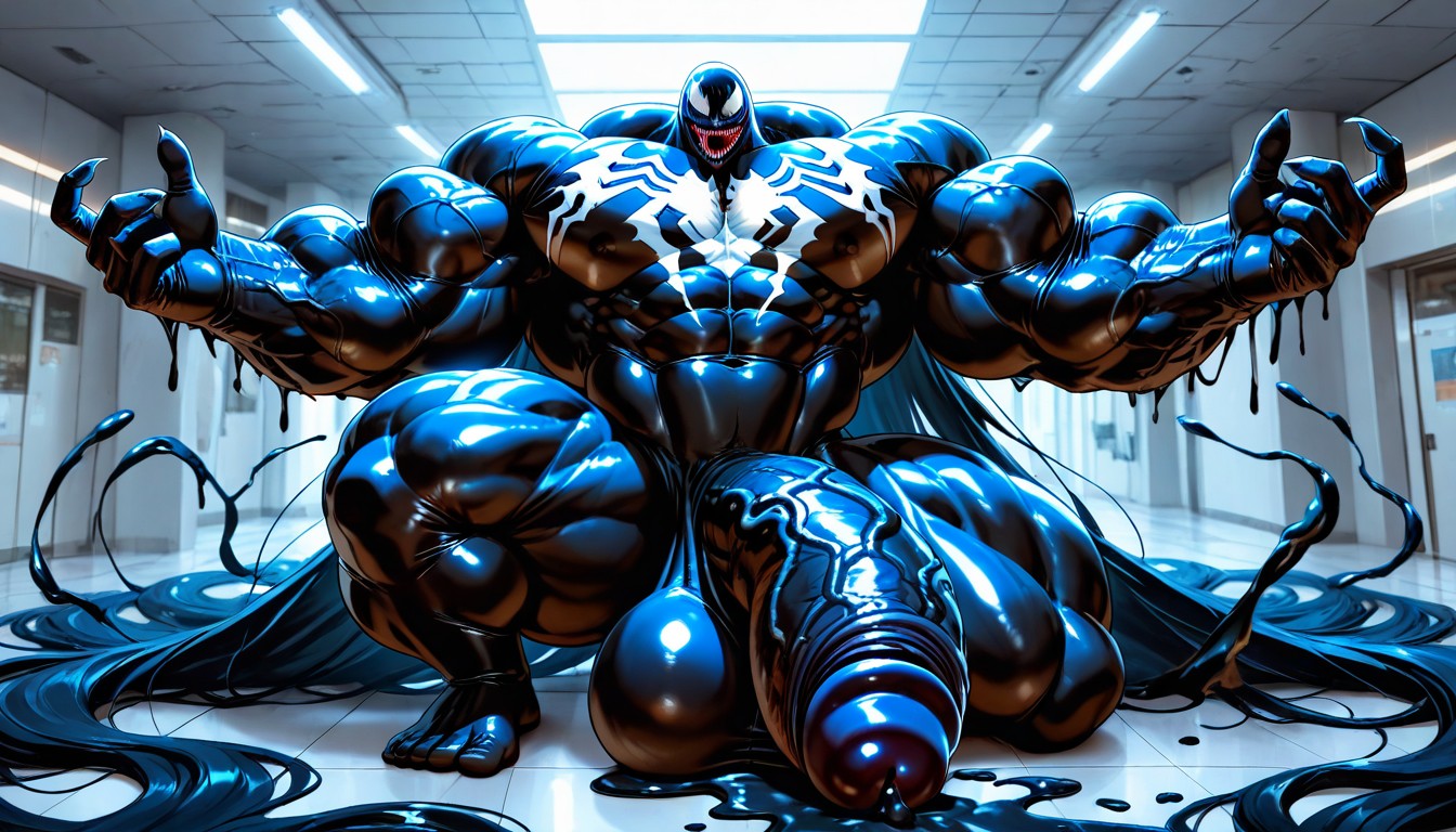 Testicles, Penis Bigger Then Leg, Black Goo Latex AI Gay Porn