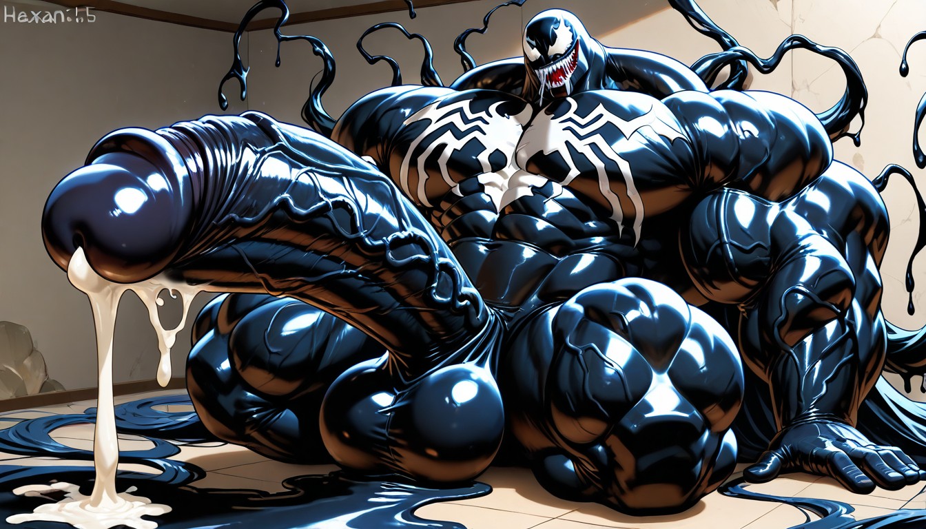 Venom, Muscular, Black Goo Latex Porno gay IA