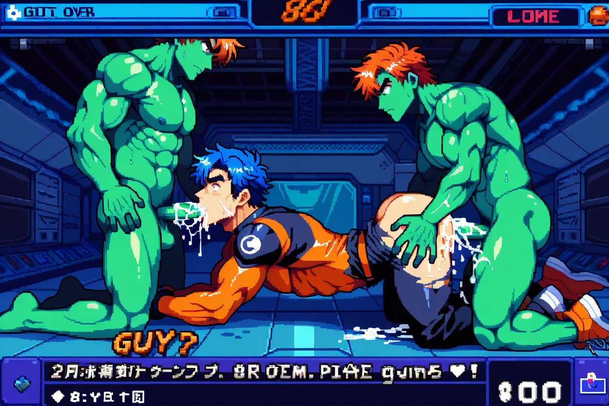 Green Skin Aliens, Large, Gangbang AI Gay Porn