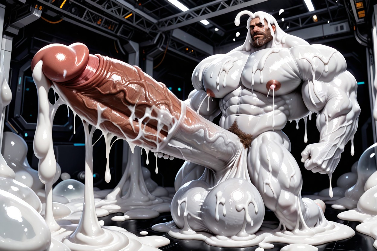 White Slime On Arms, Thick White Slime, Cock Focus AI Gay Porn