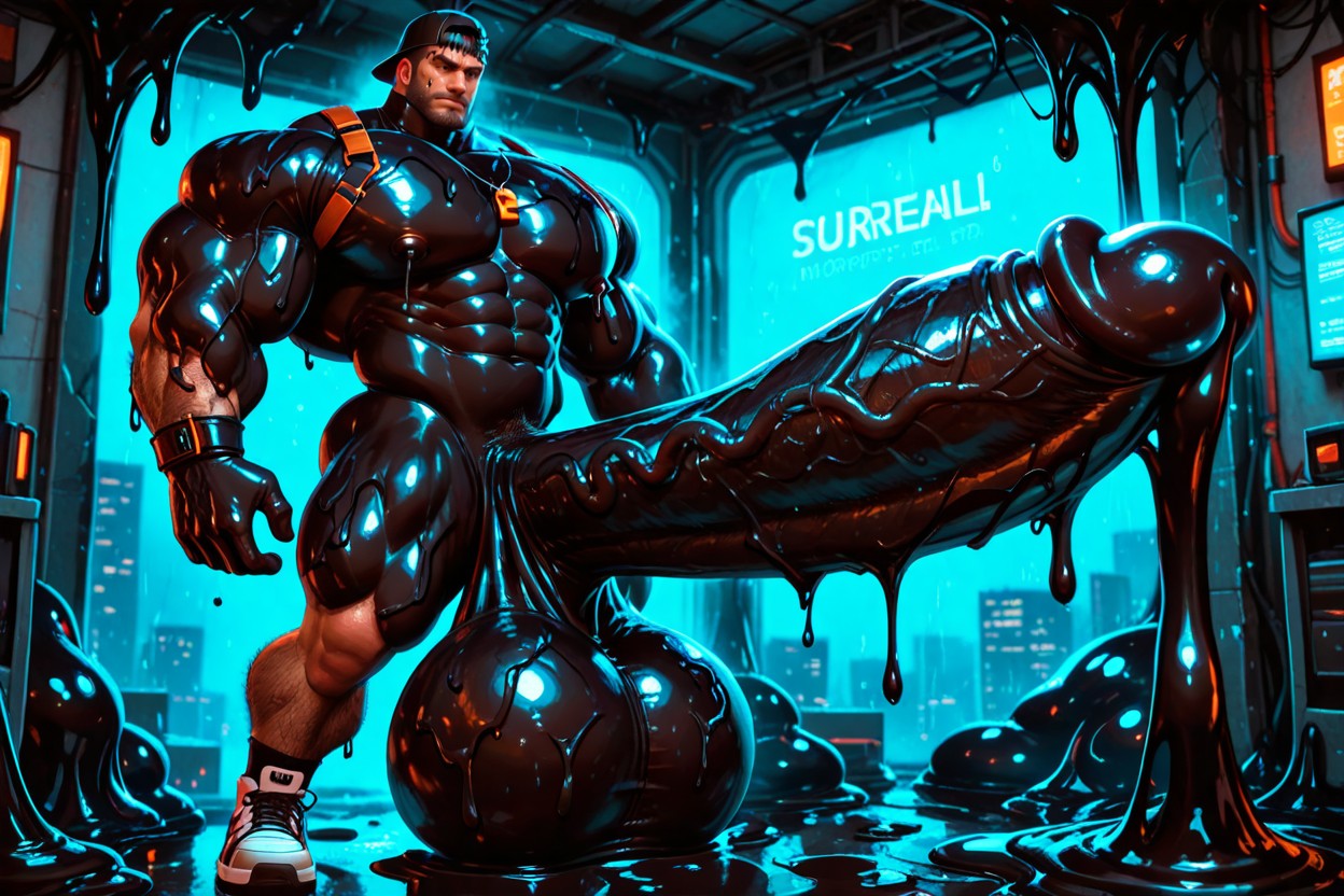 Massive Penis, Hyper Slime, Excessive Messy Black Slime Porno gay IA