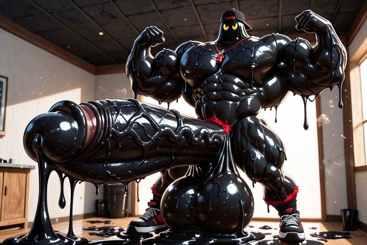 Black Slime On Walls, Enormous Penis, Black Slime Shooting Everywhere AI Gay Porn