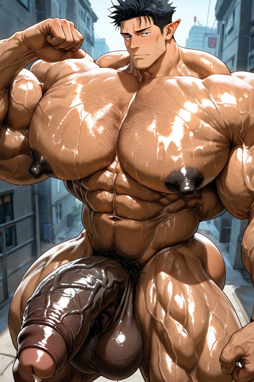 Oiled Skin, Big Muscles, Muscular AI Gay Porn