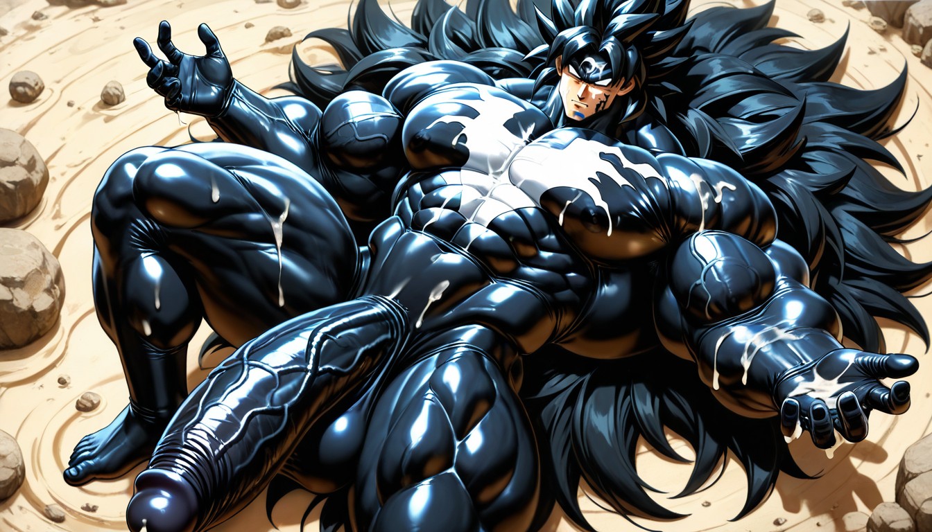 Cock Bigger Than Leg, Black Goo Latex Taking Over, White Eyes AI Gay Porn