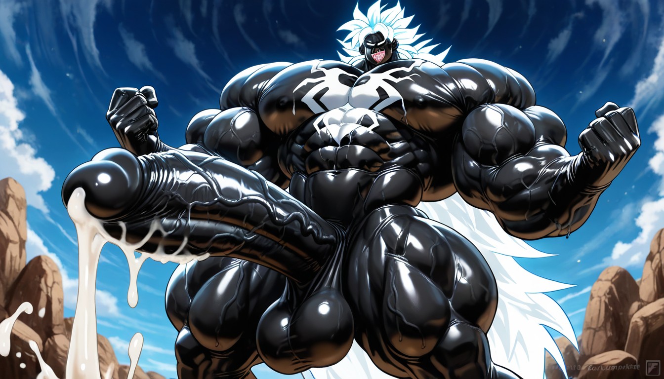 Oversized Muscles, Black Goo Latex, Testicles AI Gay Porn