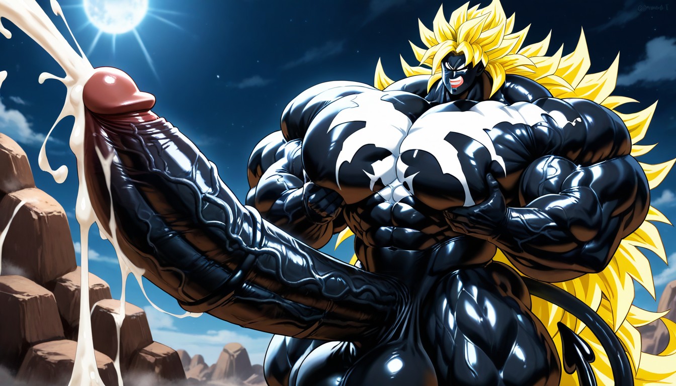 Legendary Super Saiyan, Oversize Muscle, Enormous Bulging Chest And Arms AI Gay Porn