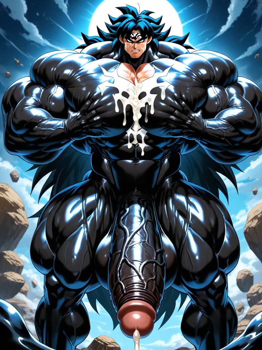 Deeply Etched Blocky Abs, Gigantic Long Penis, Black Goo On Skin AI Gay Porn