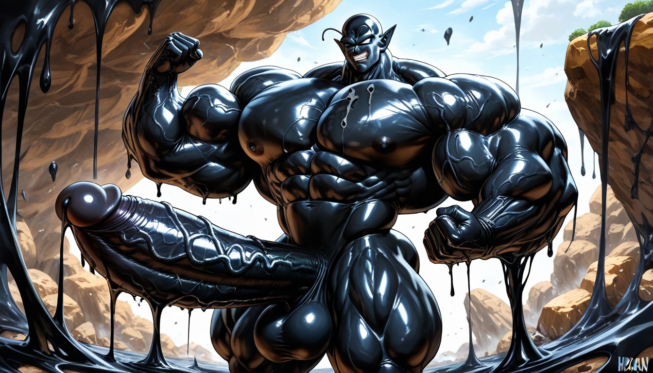 Piccolo, Boulder Shoulders, Black Goo On Skin AI Gay Porn