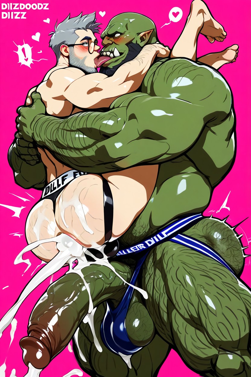 Blushing, Dynamic Angle, Orc Has Handsome Face AI Gay Porn