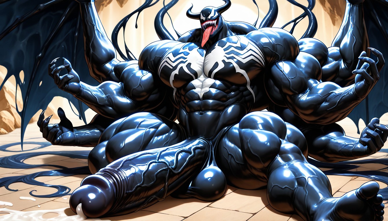 Laying, Absurdly Long Oversized Hyper Penis, Ultimate Venom AI Gay Porn