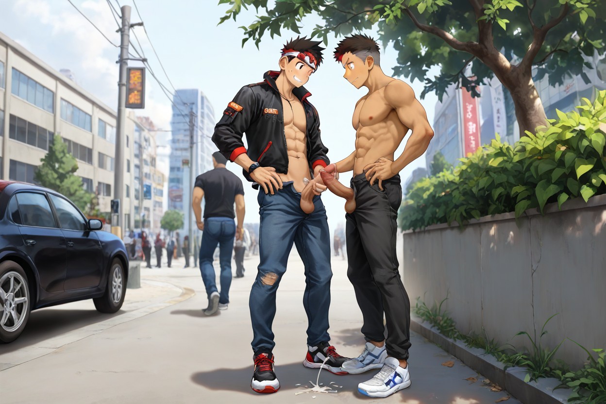 Shirtless Male, Penis Out, Hand On Hip AI Gay Porn