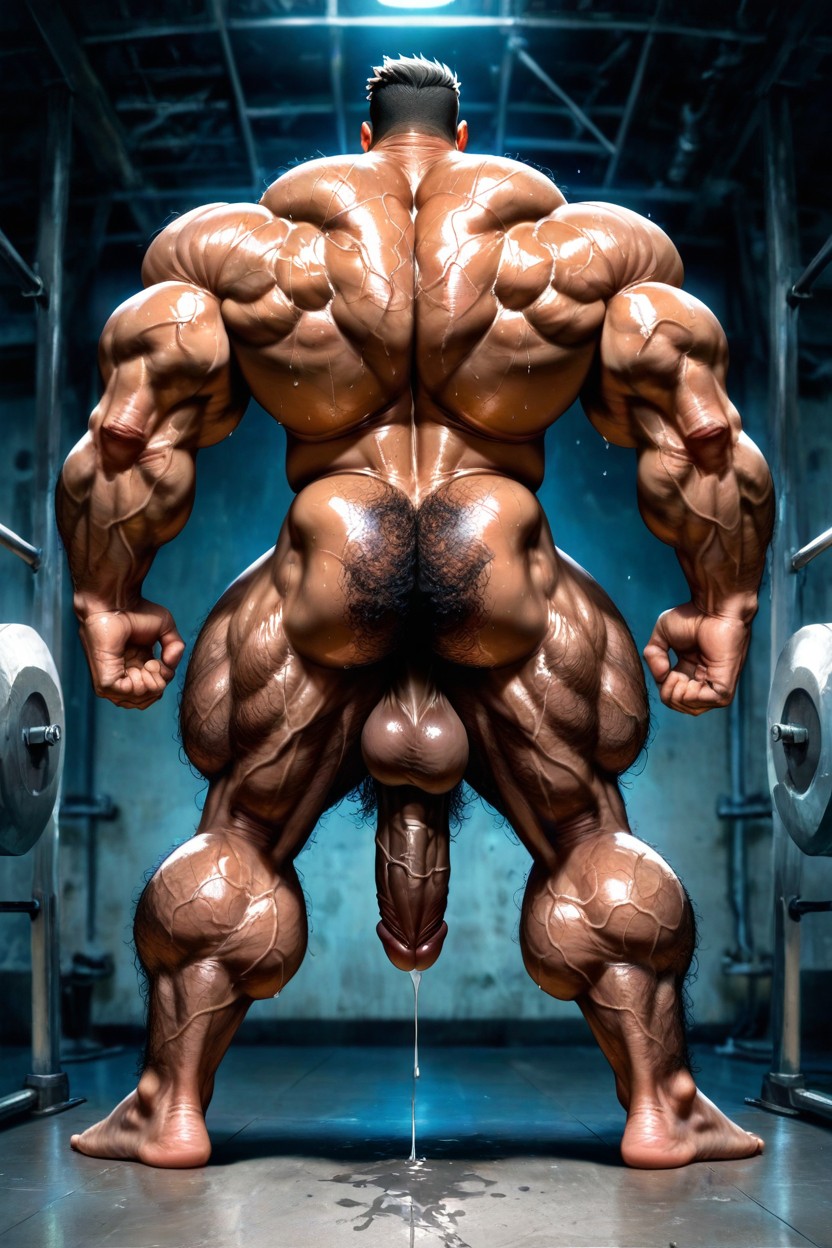 Very Short Hair, Long Beard, Very Sweaty And Oiled AI Gay Porn