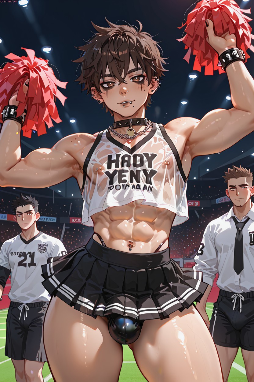 Tapered Waist, Brown Nipples, See Through Thing AI Gay Porn