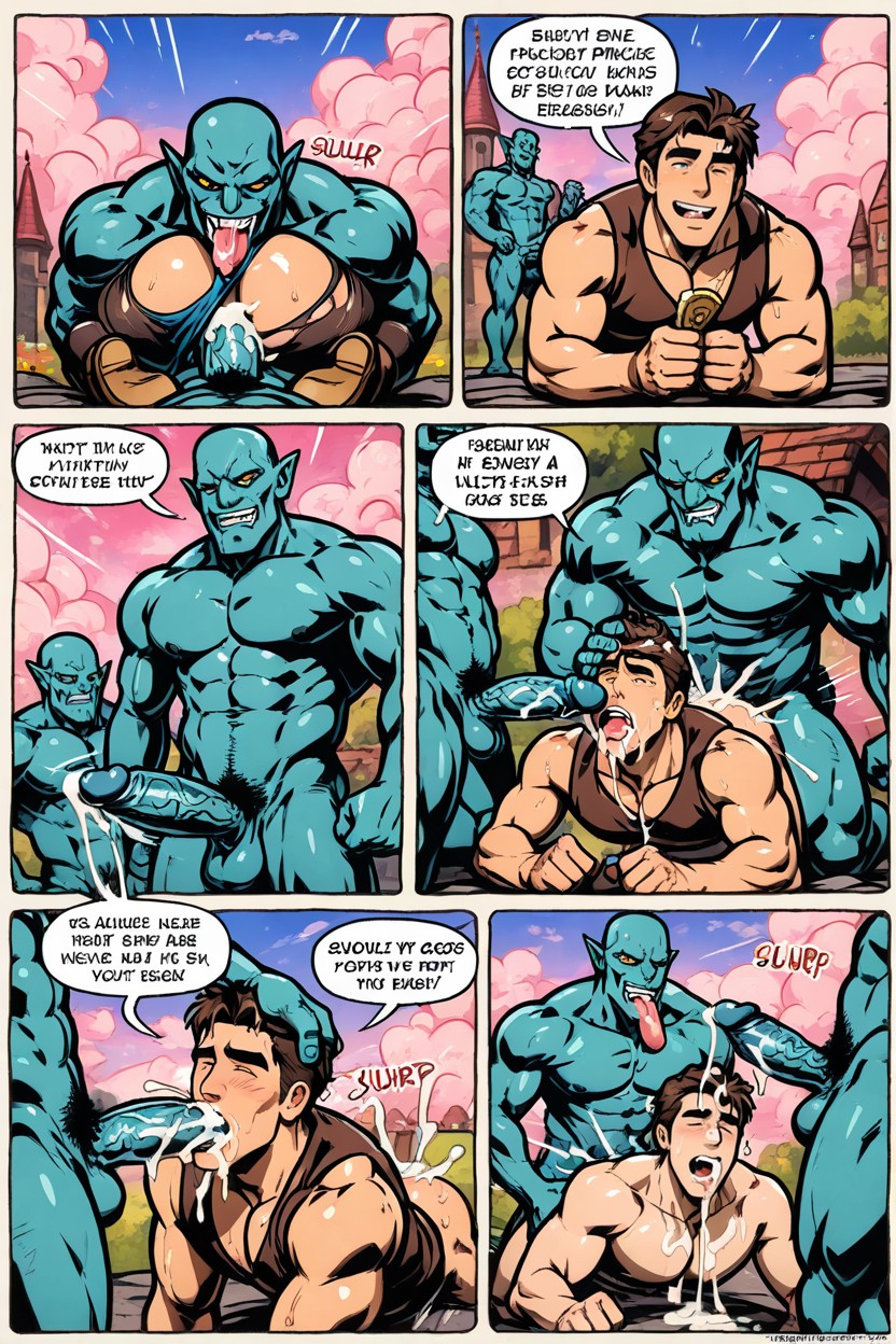 Cum On Body, Men, Fantasy Cozy Town AI Gay Porn