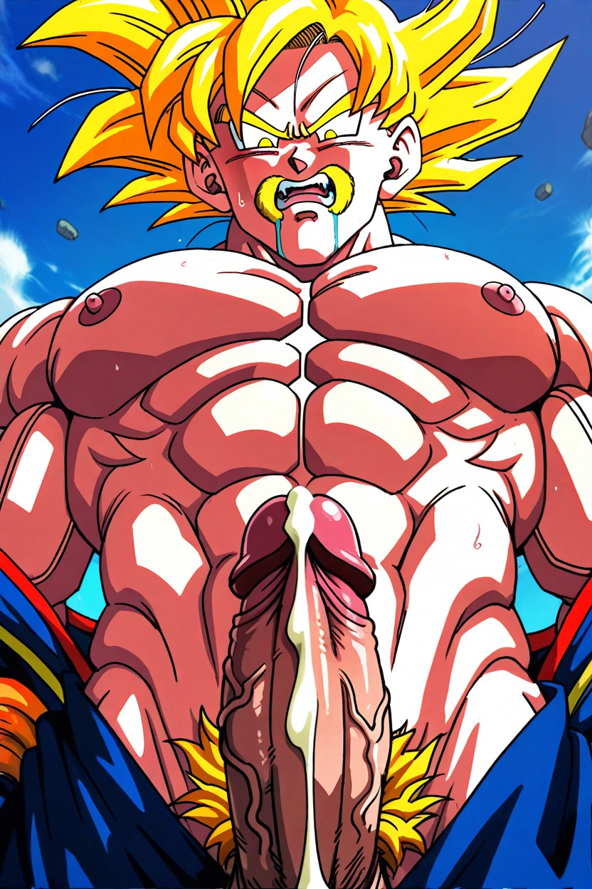 Muscular, Goku Mustache, Glossy Art AI Gay Porn