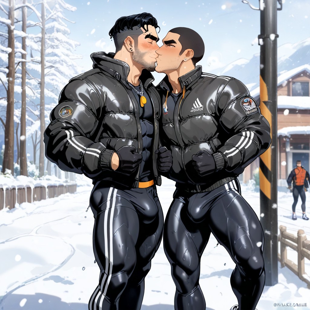 Both Men Are Wearing Male Sports Leggings, Ear Piercings, + AI Gay Porn