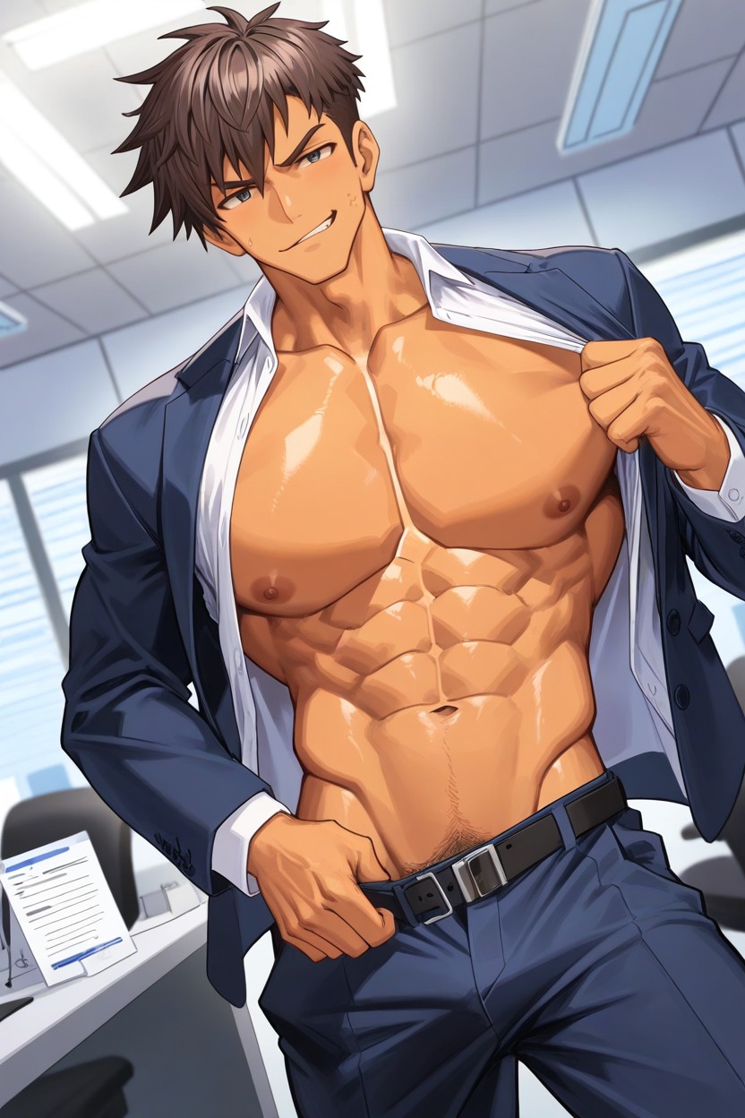 Hand-sized Waist, Boyish Face, Office AI Gay Porn