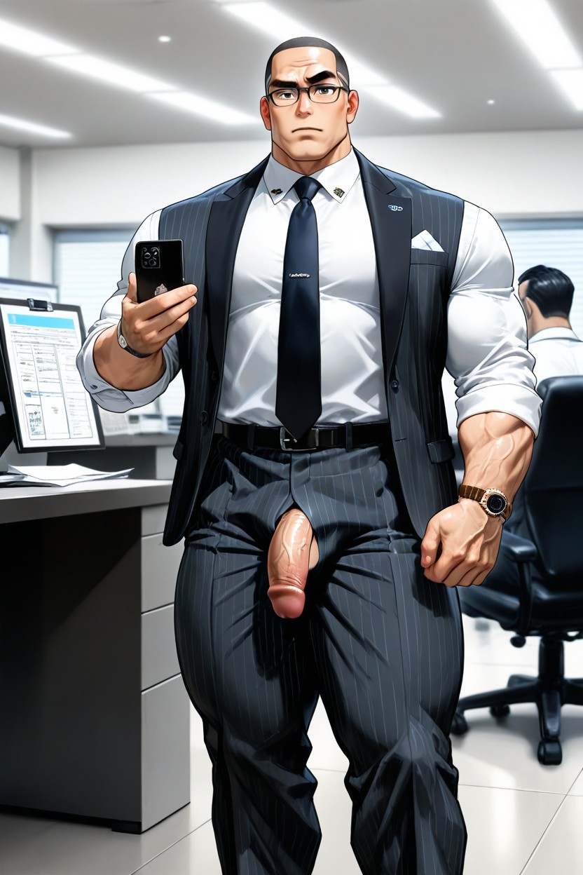 Rugged Mature Man, Very Broad Shoulders, Businessman AI Gay Porn