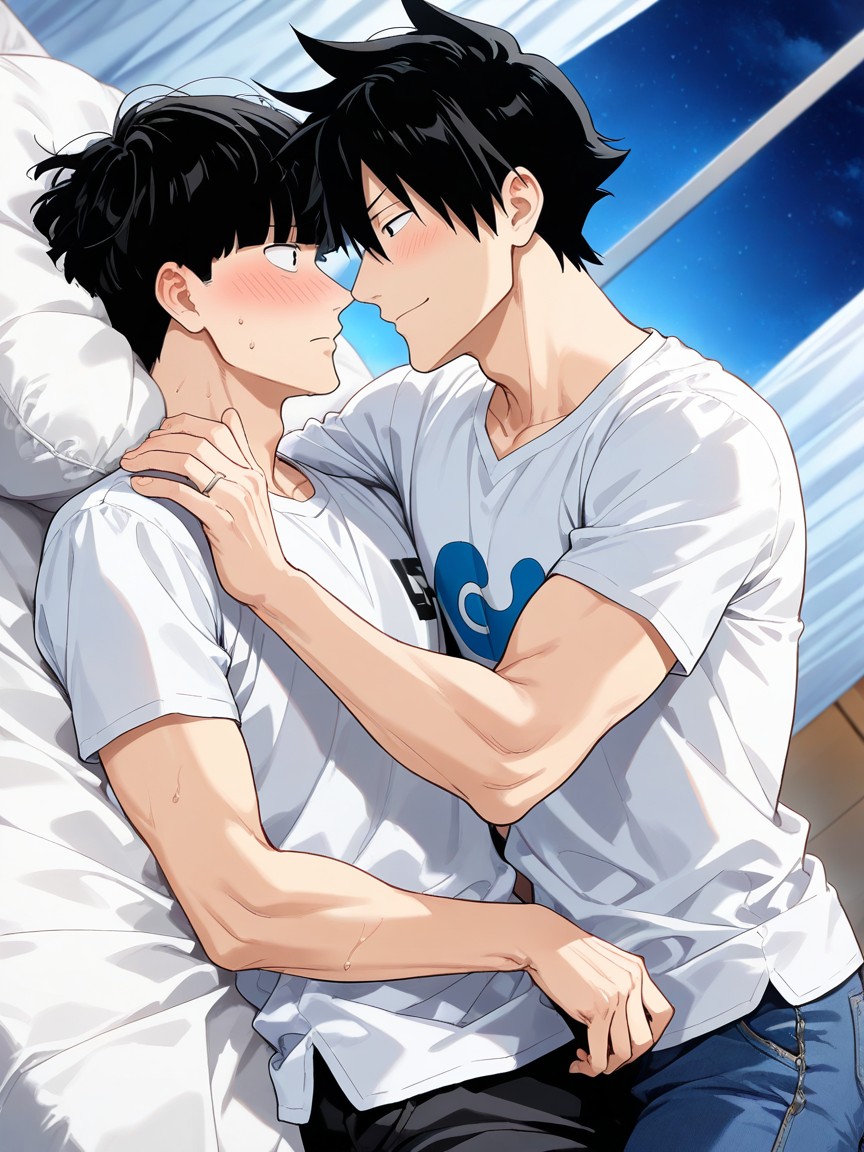 Japanese, Kageyama Ritsu Is Male, Bed Room AI Gay Porn