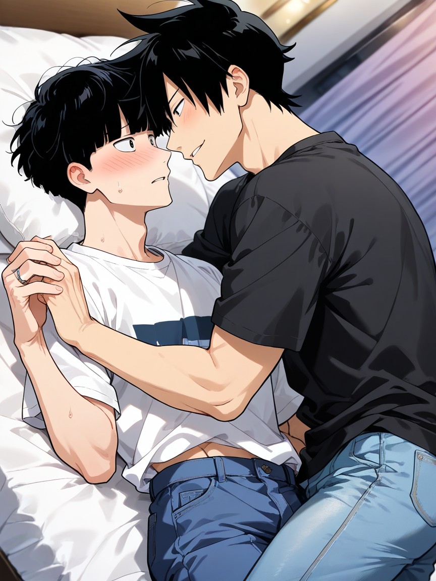 Shortsleeve, Jeans, Man-on-top AI Gay Porn