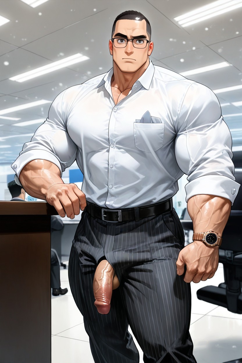 Towering Physique, Asian, Cross-eyed AI Gay Porn