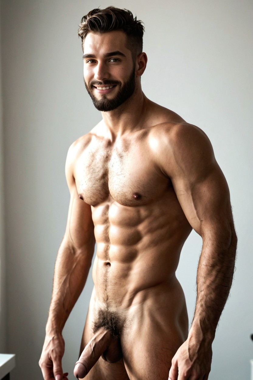 Dark Beard, Fit, Cute AI Gay Porn