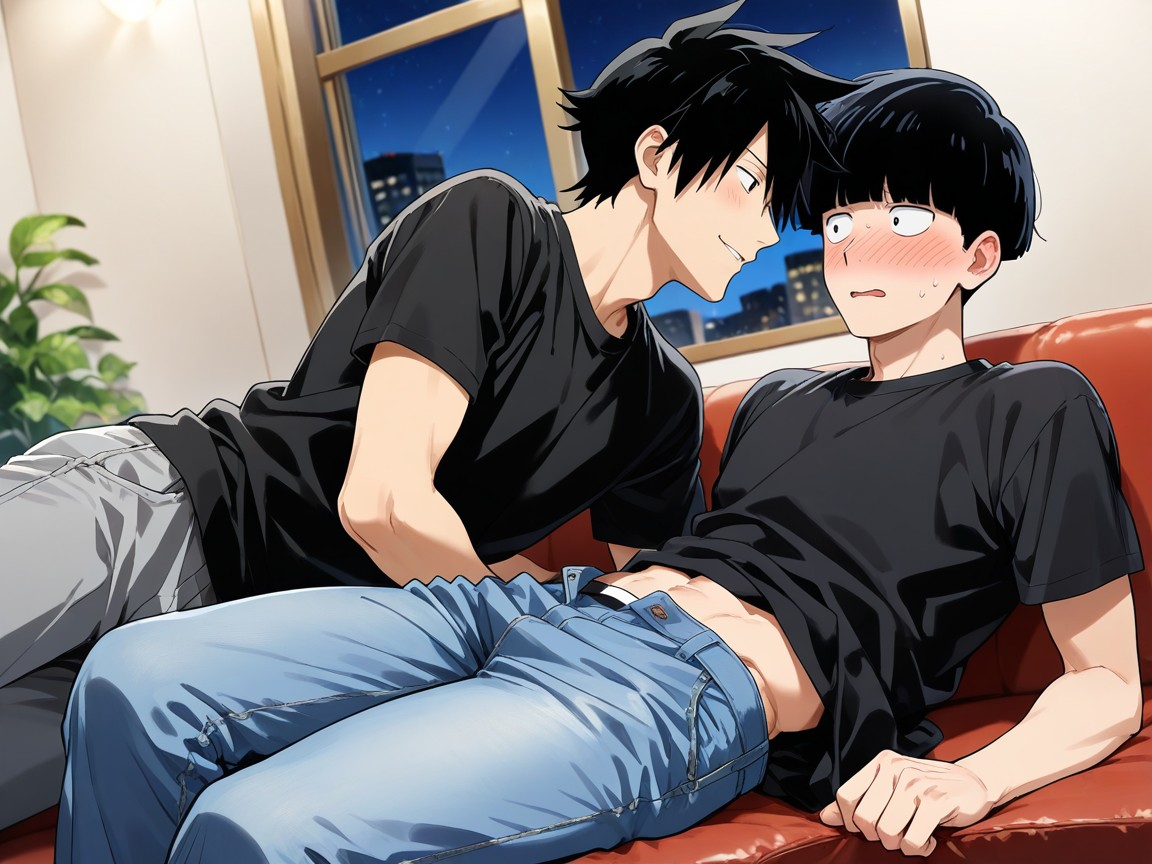 Man-on-top, Slight Smile, Medium Ass AI Gay Porn