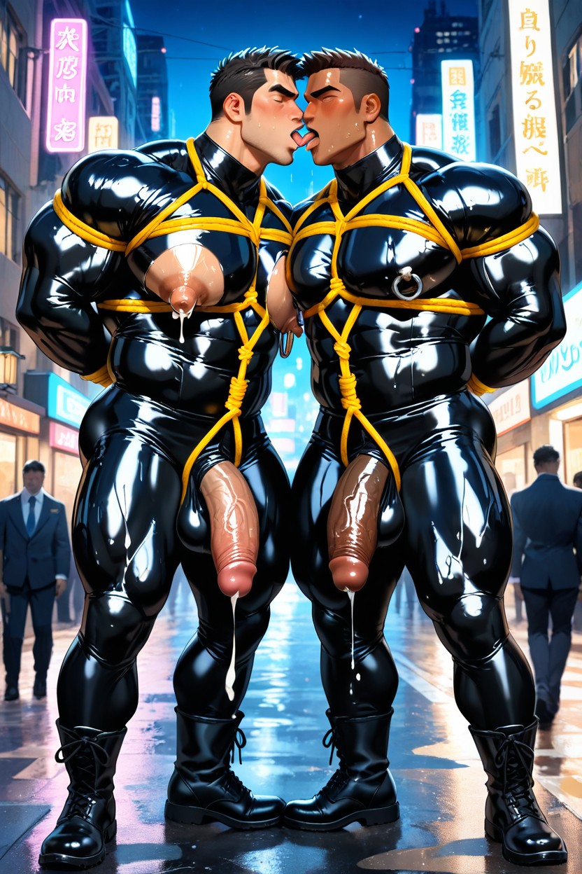Cumming Dick, Leather Costume, Cock Ring AI Gay Porn