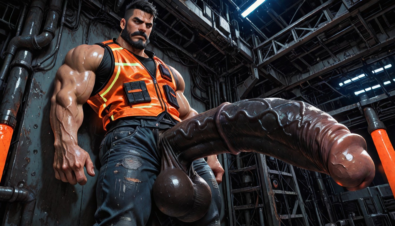Absurdly Thick And Impossibly Heavy, Colossal Hyper-massive Uncut Cock The Size Of His, Dense Balls AI Gay Porn