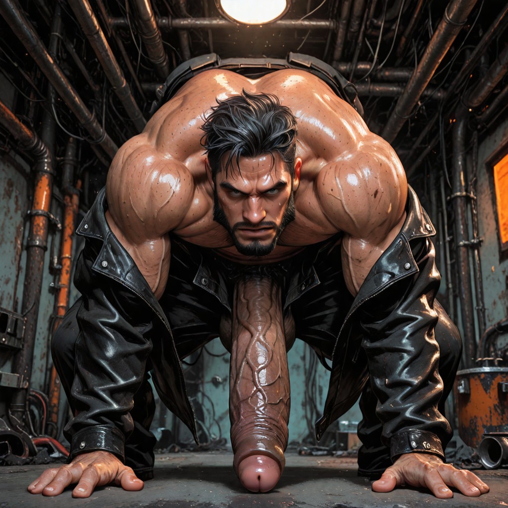 Thick Heavy Foreskin, Thick Full Black Beard With Some Grey, Hiperpene Imposiblemente Largo Porno gay IA