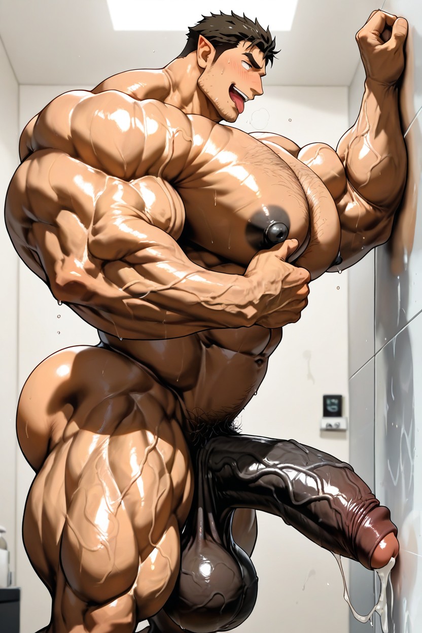 Solo, Powerful Thick Thighs, Enormous Bulging Chest And Arms AI Gay Porn