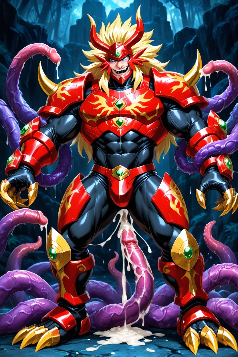 Tentacle Insert Its Tentacle To Agnimon's Anus, Defined Abs, Thick And Spiky AI Gay Porn