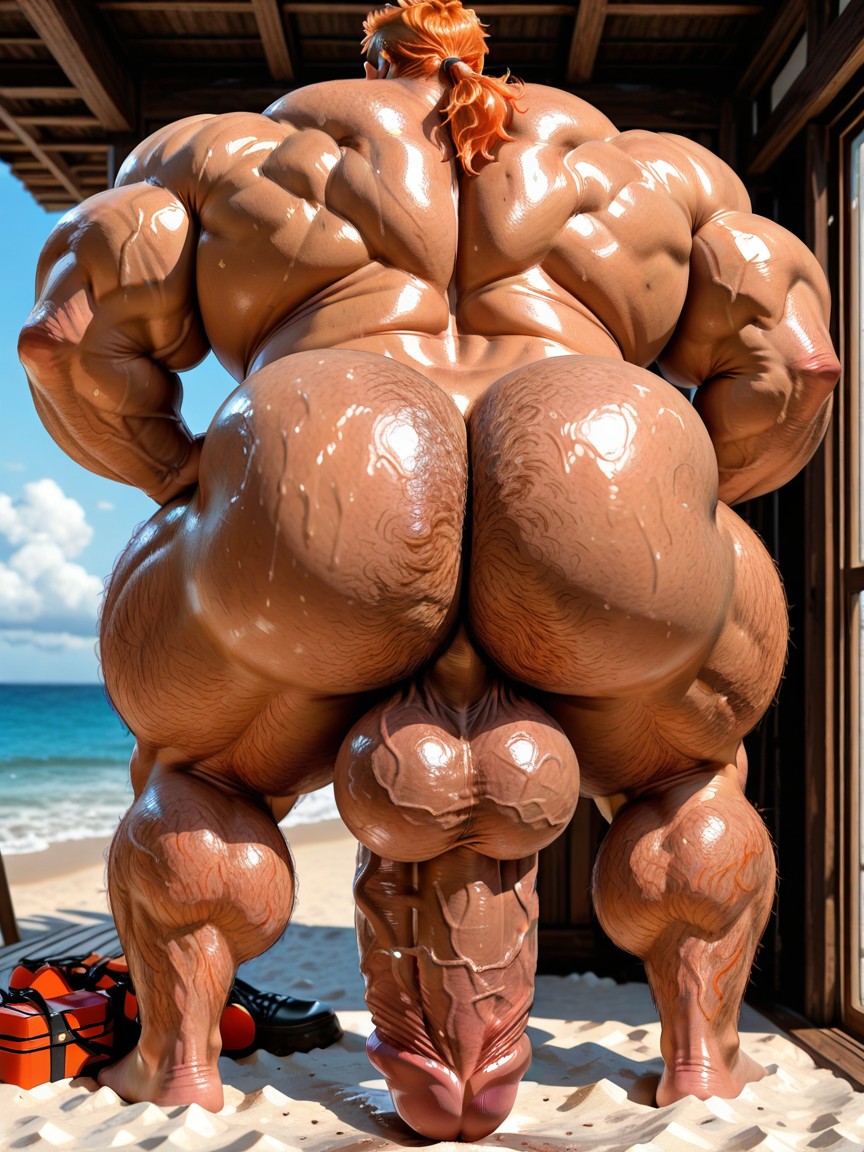 Gigantic Hyper Dick, Big Balls, Ginger Pubic Hair AI Gay Porn