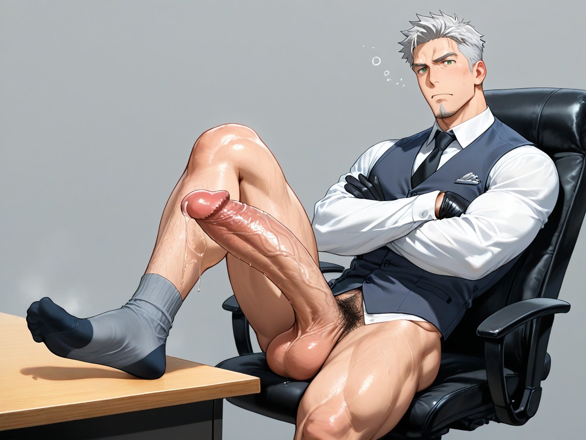 Foot Up, Black Necktie, Testicles AI Gay Porn