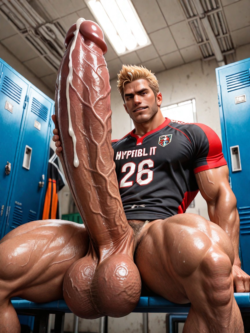 Impossibly Thick Macro Penis, Spiked Hair, Gigantic Penis Thicker And Longer Than His Own Body AI Gay Porn