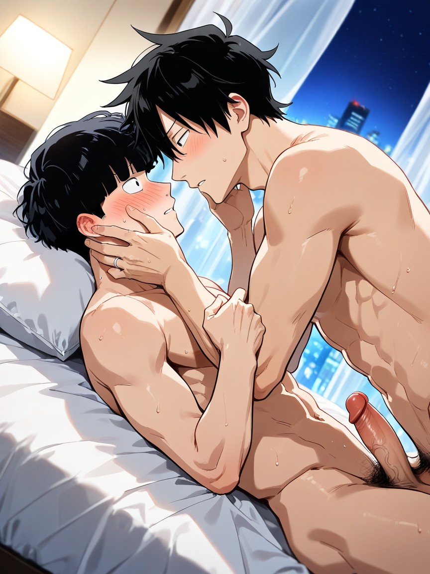 Mobpsycho, From Above, On A Queen-size Bed AI Gay Porn