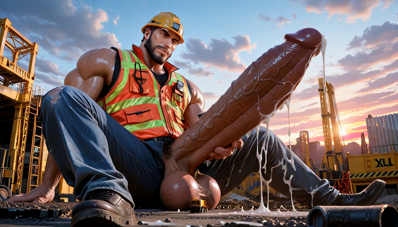 Gigantic Oversized Hyper Penis, Impossibly Long Hyper Penis, Masculine AI Gay Porn