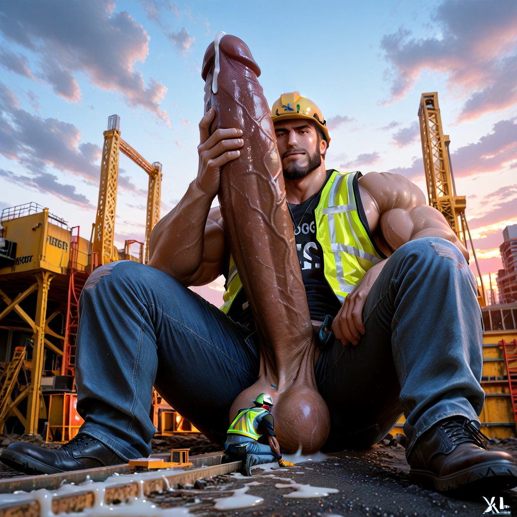 Impossibly Long Hyper Penis, Big Balls, Cum Everywhere AI Gay Porn