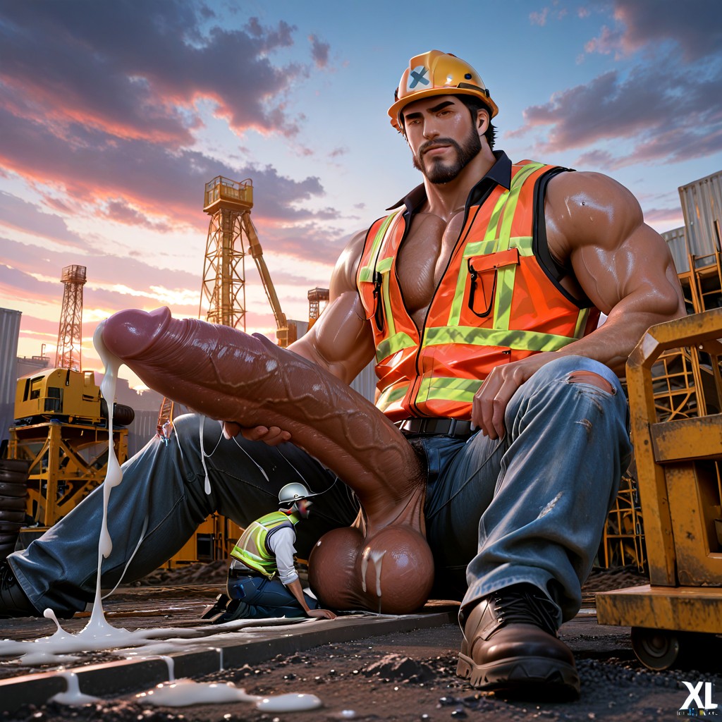 Hiperpene Imposiblemente Largo, Attractive, Beard Porno gay IA