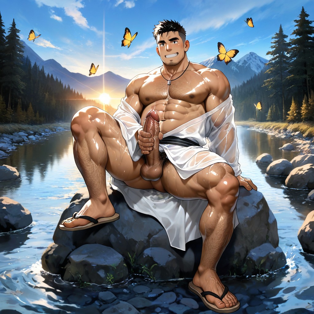 Fat, Between And Appearance, One Hand Touching Dick AI Gay Porn