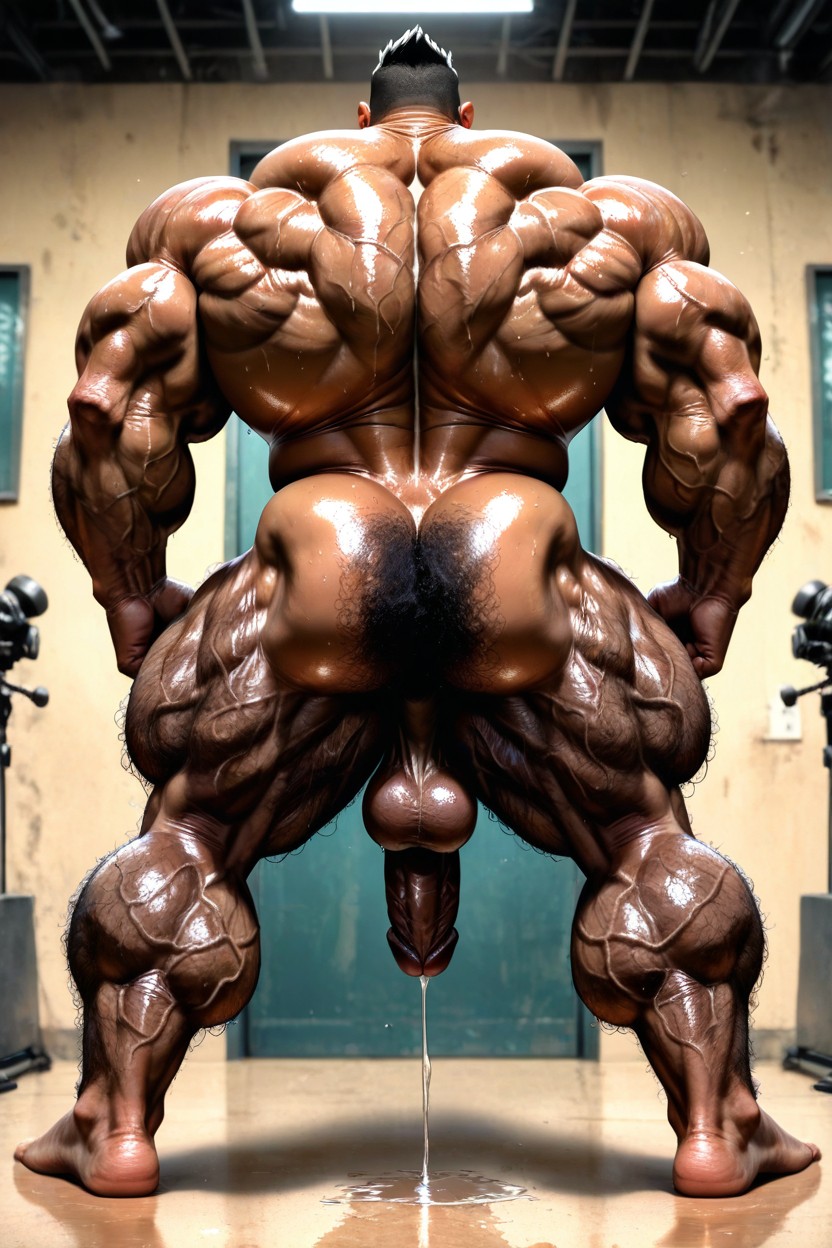 View From Below, Huge Beard, Dark Tanned Skin AI Gay Porn