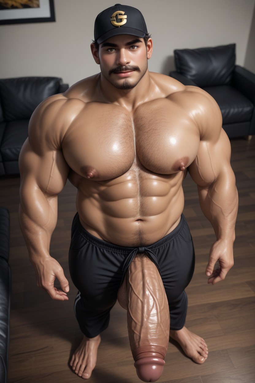 Big Girthy Cock, Hyper Thick Cock, Round Pillowy Pecs AI Gay Porn