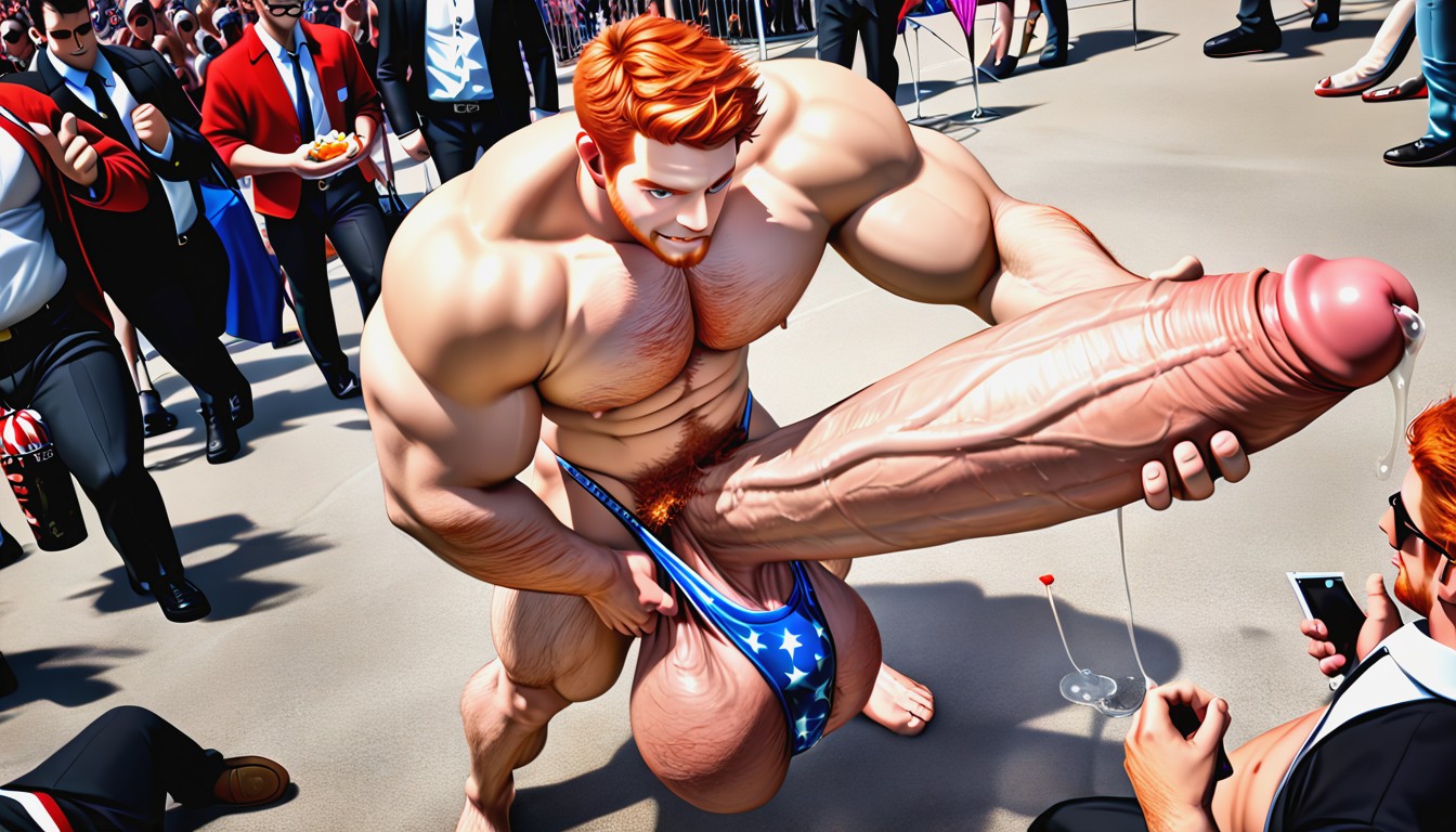 Gay Party, Cock Much Taller Than Him, Close-up AI Gay Porn