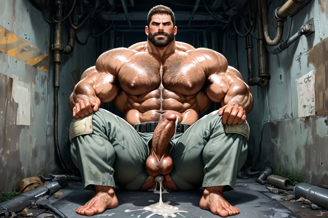 Extremely Hairy Body, Tactical Gear, Body Covered In Thick Hair AI Gay Porn