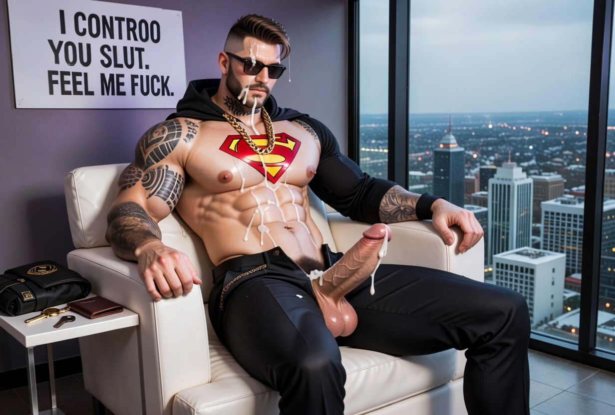 Superhero, Tactical Vest Draped Nearby, Dark Handsome Face AI Gay Porn