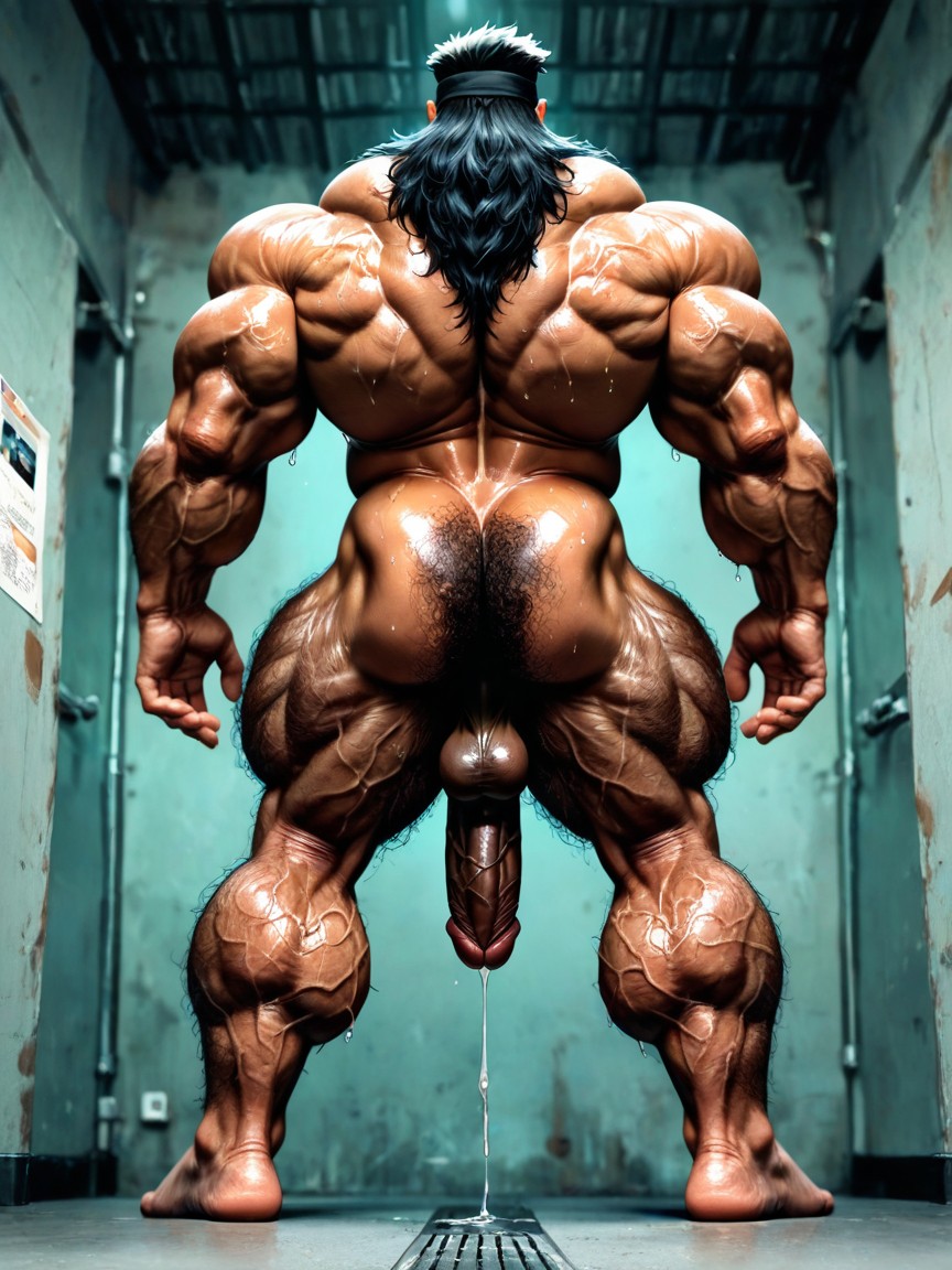 Showing Back, Manly, Square Jaw AI Gay Porn