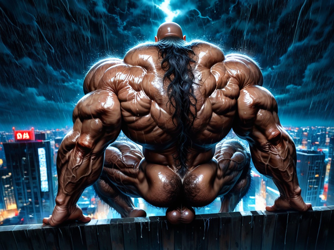 Detailed Muscles, Bald, High Definition AI Gay Porn