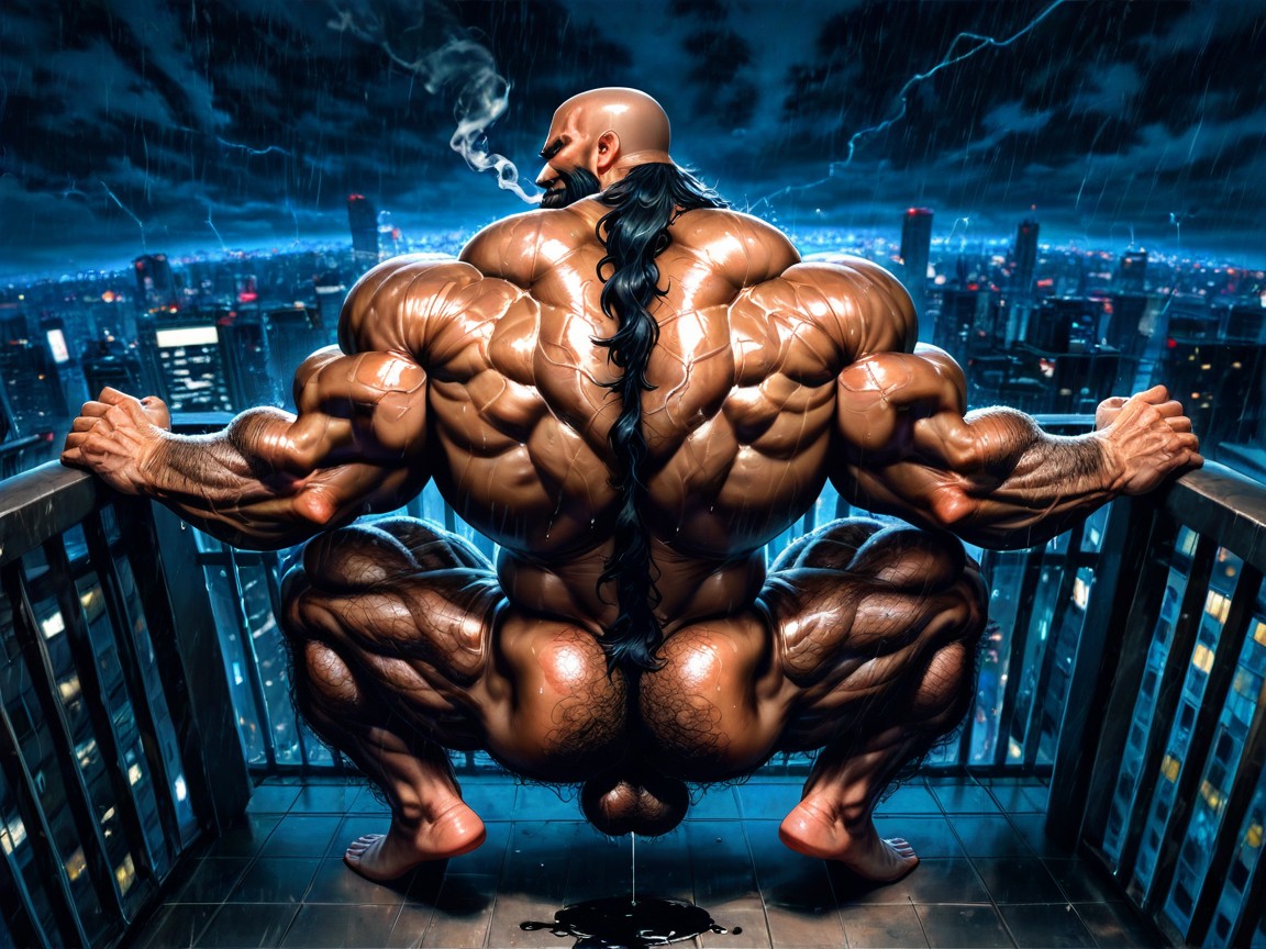 Rear View, Side View, Huge Hairy Pecs AI Gay Porn